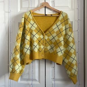 H&M Patterned Yellow Crop Sweater